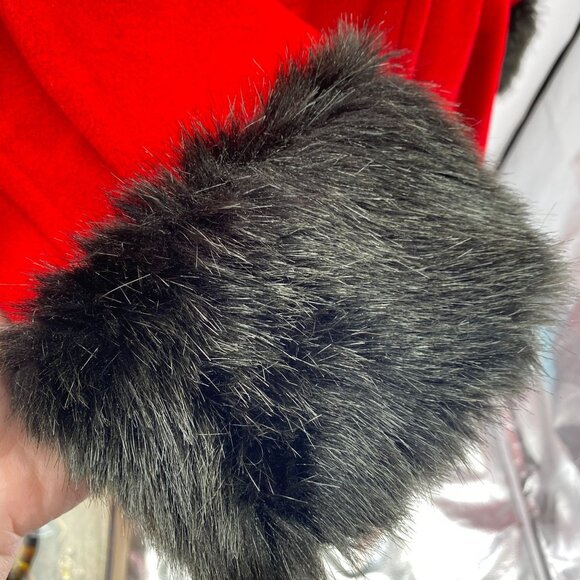 VTG Colette Wolfgang Kaiser red wool blend coat Size 6 Medium jacket long faux f - Picture 5 of 16